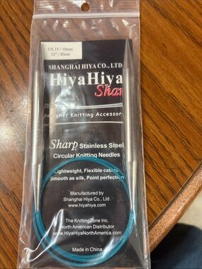 Sharp Stainless Steel Circular Knitting Needles - Turquoise (US 15 / 10mm) 32”